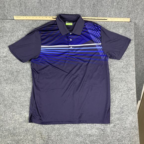 PGA Tour Pro Series Polo Mens XXL Purple Blue Striped Athletic Fit Golf Shirt - Picture 2 of 7